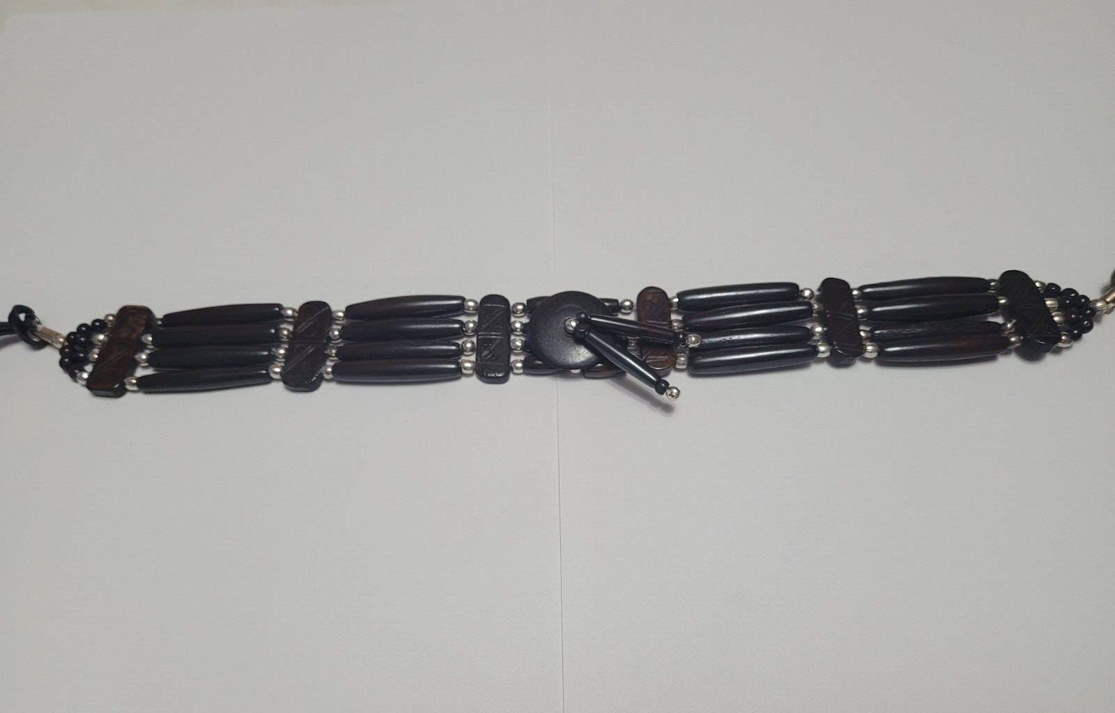Buffalo Bone 4 Line Choker Beaded Tribal Native American Necklace Black
