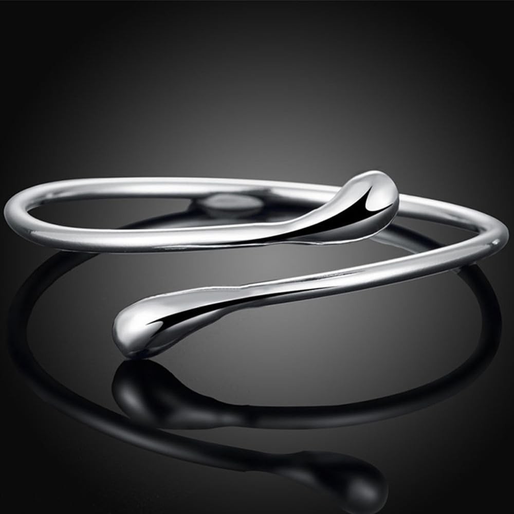 1/2x Women Silver Charm Bracelet Handmade Open Adjustable Cuff Bracelets Bangles