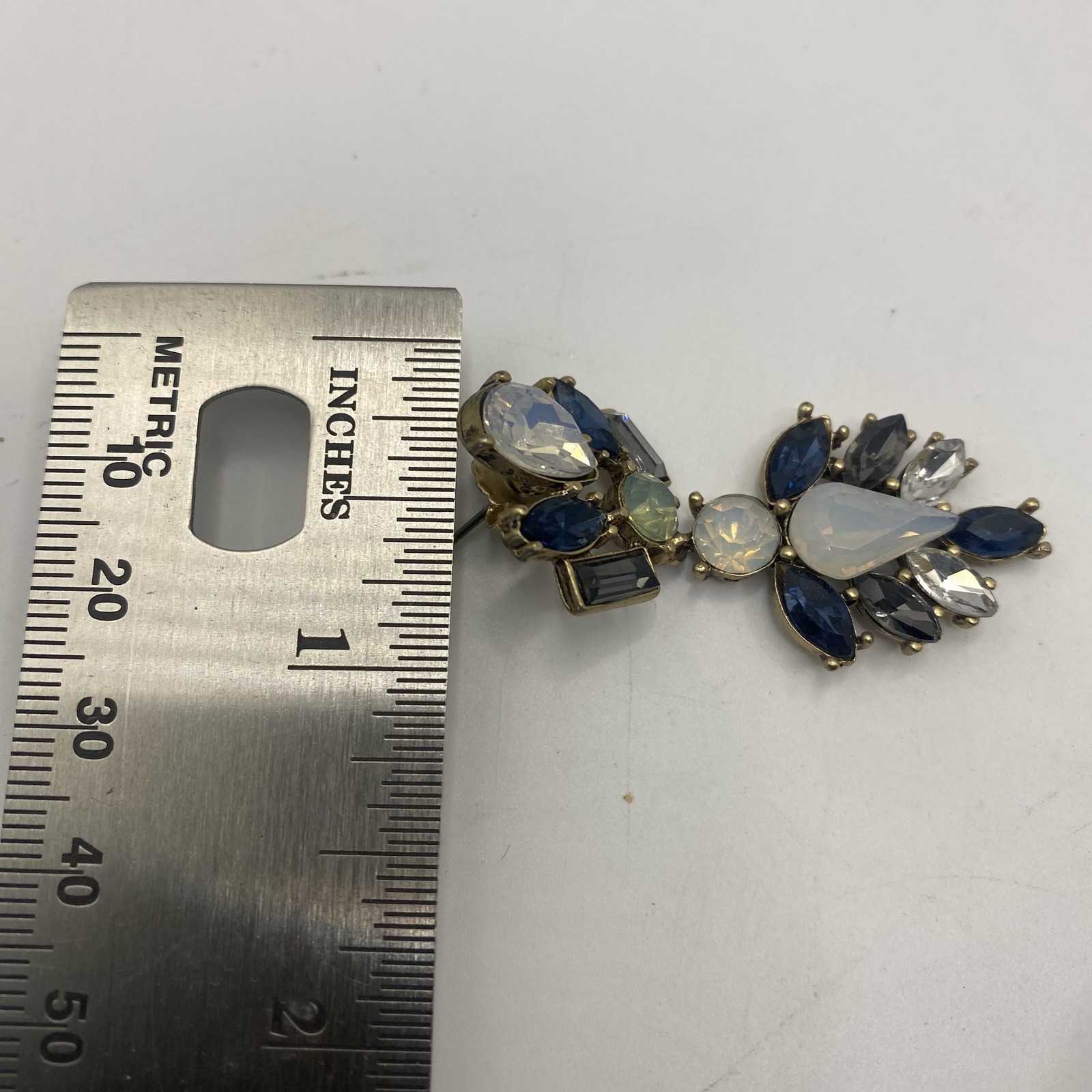 Gold Tone Blue Multicolor Teardrop Dangle Earrings Womens Butterfly Jewelry