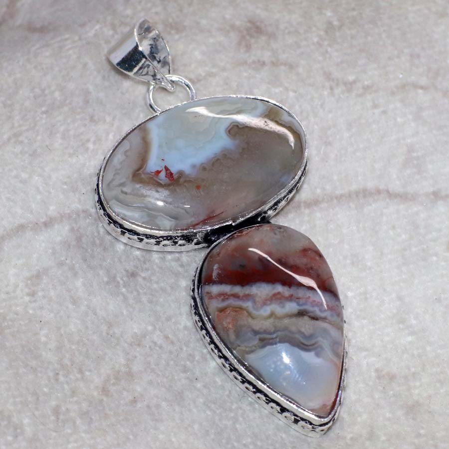 925 Silver Plated Long Mexican Laguna Lace Pendant 2.1″ Seasonal Jewelry GW