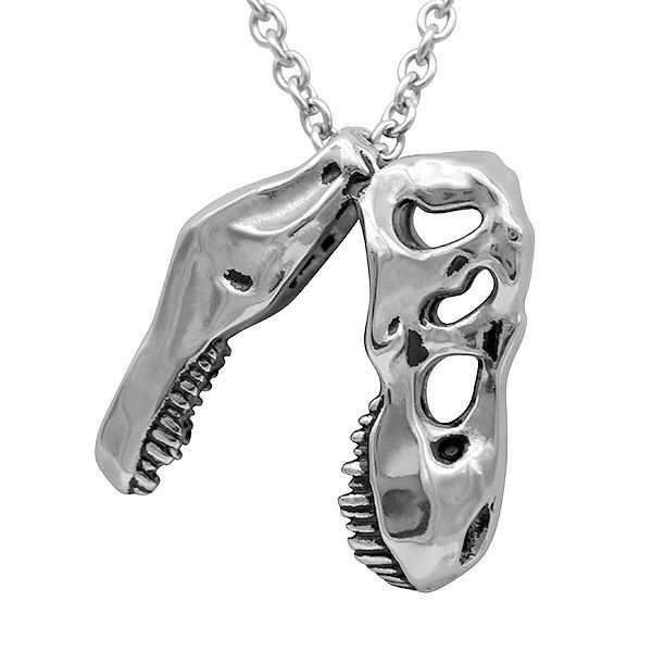 Dinosaur Necklace T-Rex Skull Pendant Stainless Steel Jewelry 27″ By Controse