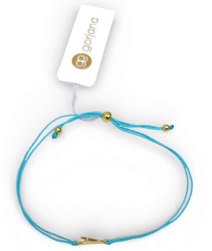 Gorjana Prism Alphabet Aqua String Bracelet Gold Plated Letter A