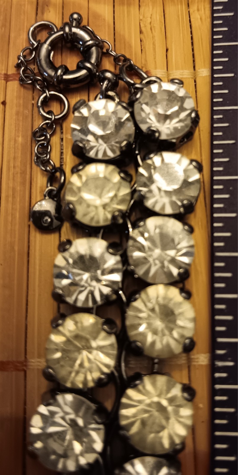 Statement Necklace Rhinestone/Crystal Look Gun Metal Tone