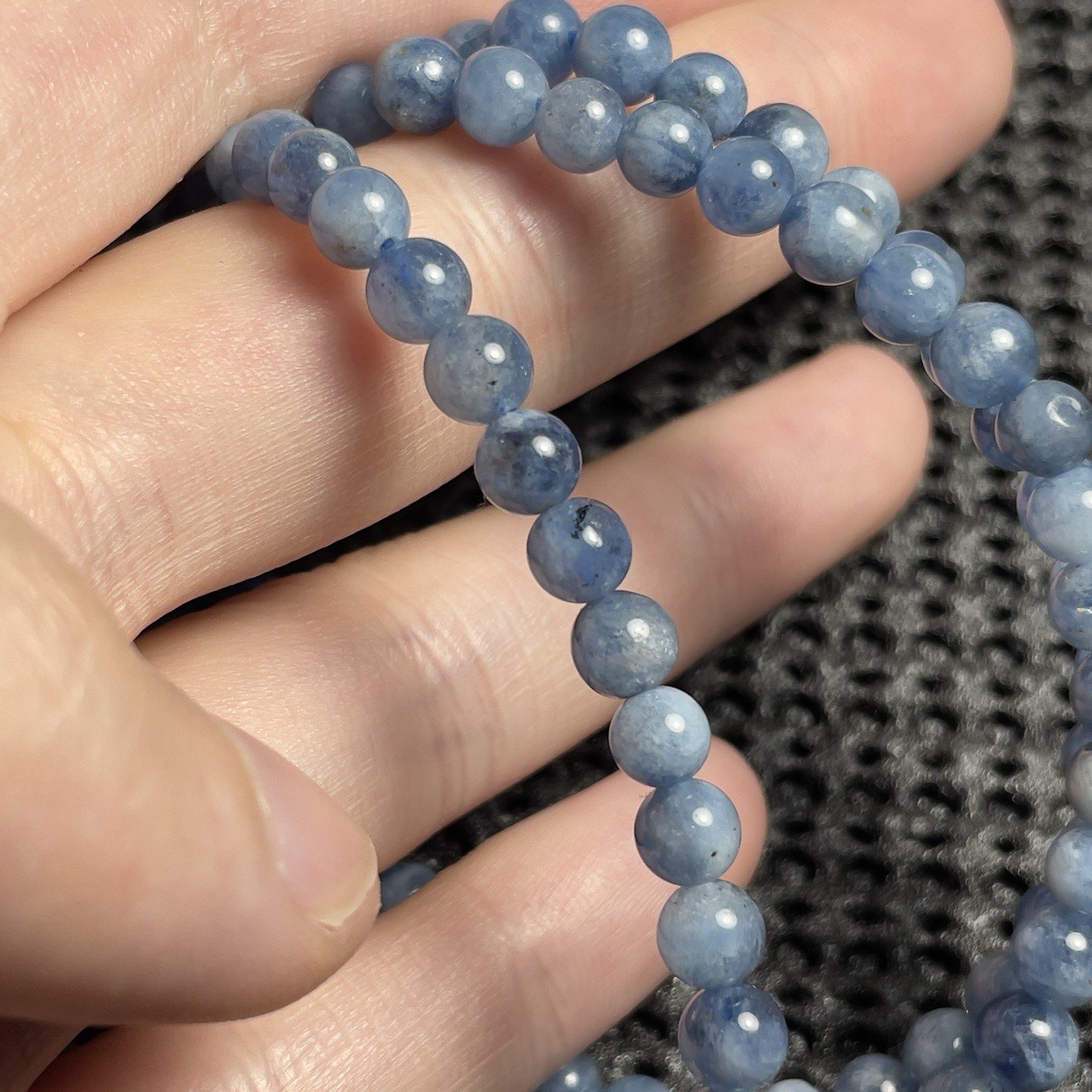 18.9in 3 Wraps Aquamarine Bracelet 5mm Natural Stone Bracelet Necklace Jewelry