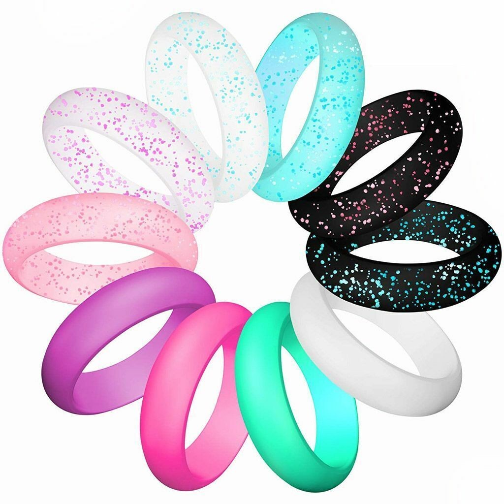 10 Pcs Flexible Silicone Wedding Ring Men Women Engagement Sport Rubber Band