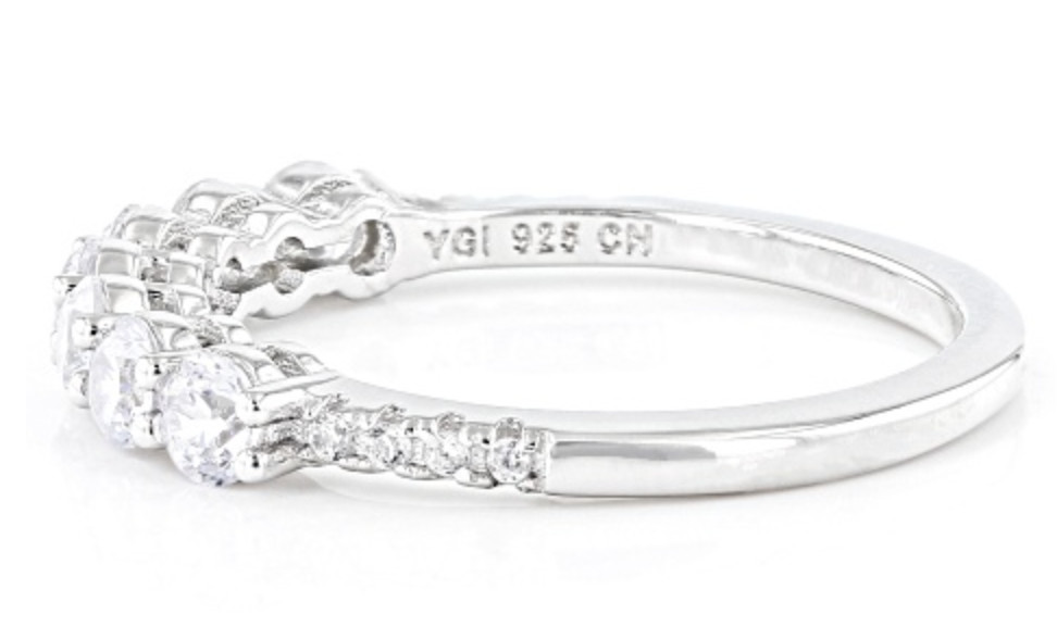 WHITE CZ RHODIUM STERLING SILVER RING BAND SIZE 5 6 7 8 10