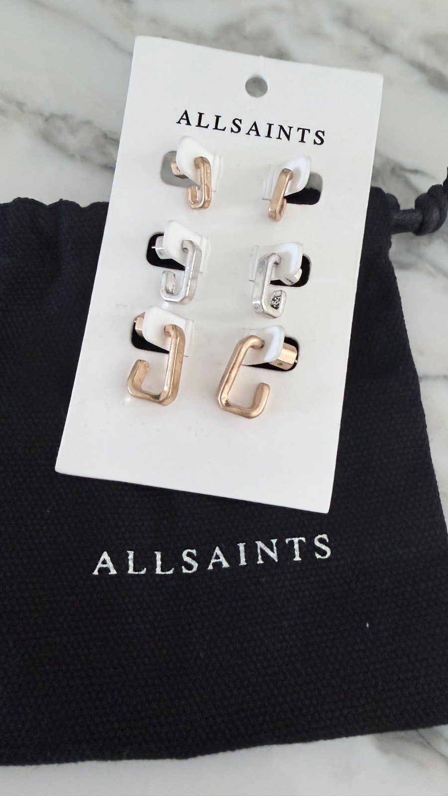 Allsaints 3 in 1 – Tia Hex Hoop Earring Set