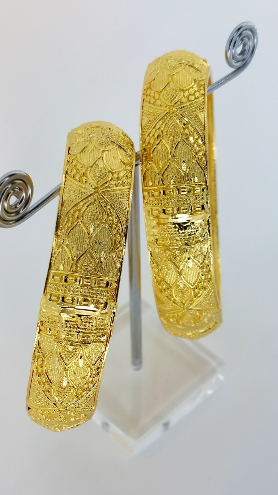 GOLD PLATED STUNNING THICK CHURRI KARRA BANGEL BRACELET SET NEW MODREN DESIGN