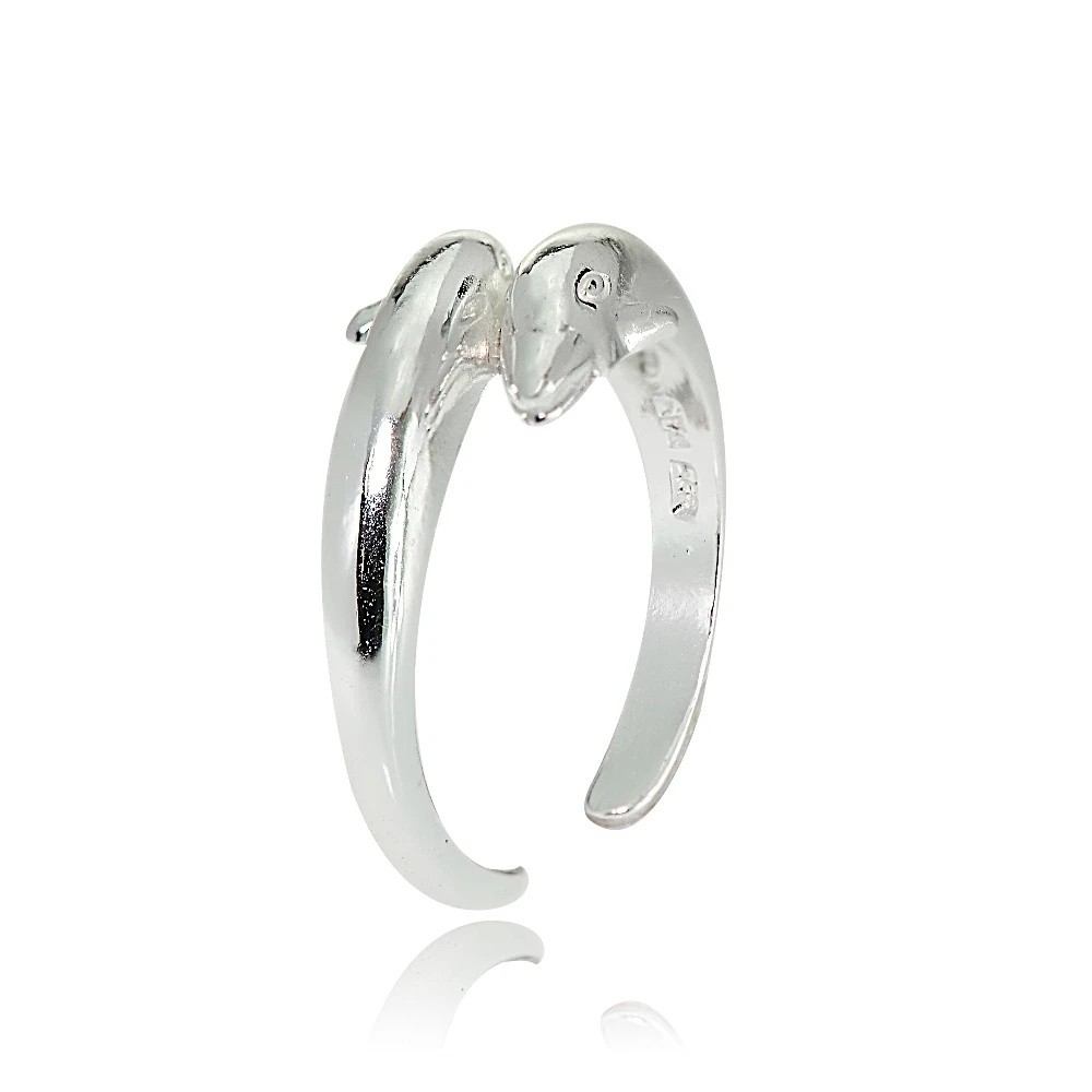 Sterling Silver Polished Twin Dolphins Toe Ring