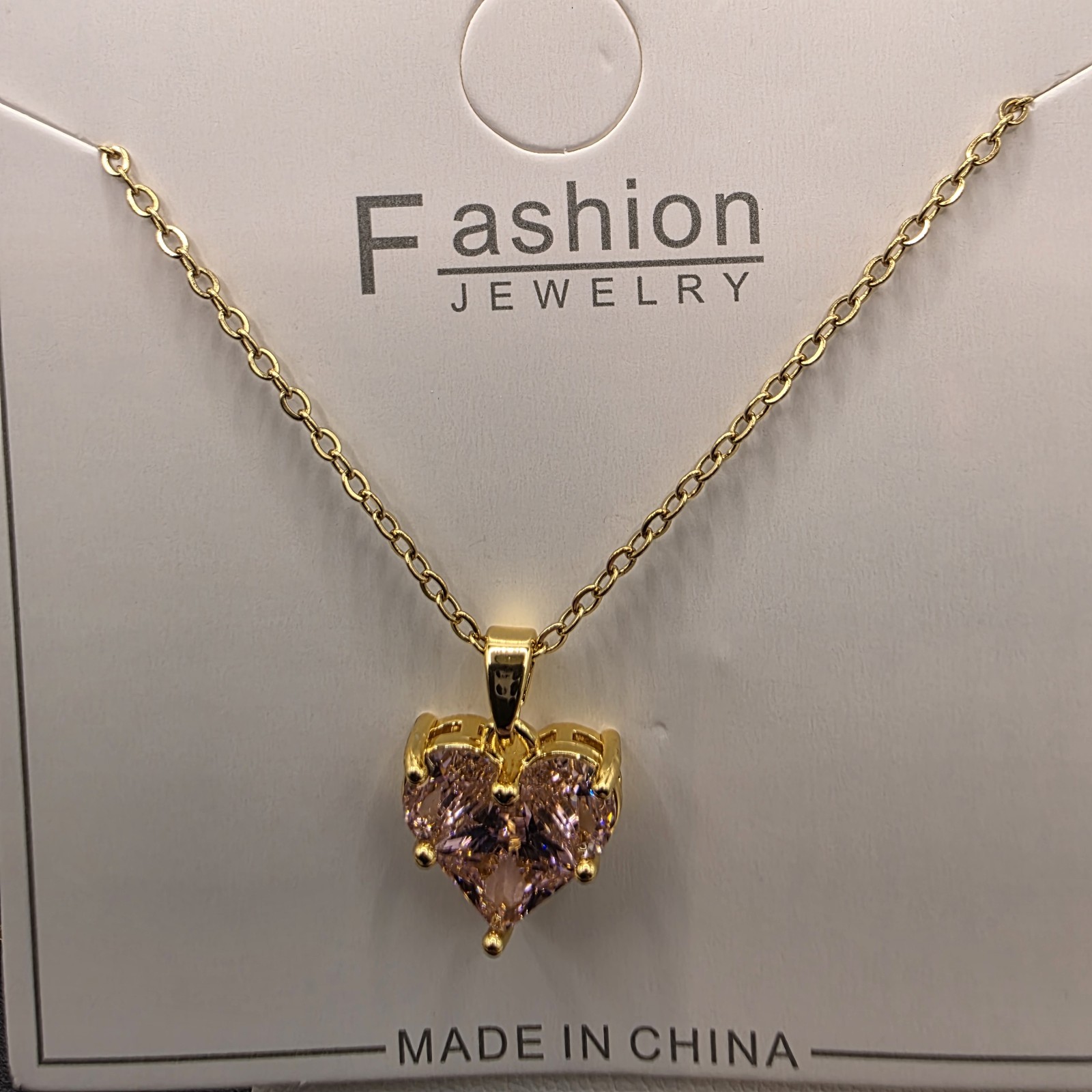 Stainless Steel Copper Plated 16″Necklace w/13mm Cz Heart Pendant