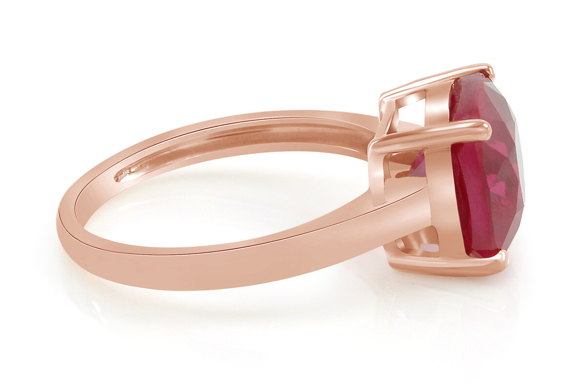 3 Ct Simulated Ruby Solitaire Wedding Ring 14k Rose Gold Plated Sterling Silver