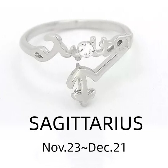 Silver Plated Alloy Leo 12 Constellations Ring Zodiac Adjustable Opening #047