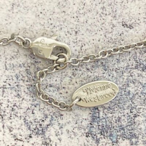 Vivienne Westwood Tiny ORB Rhinestone Necklace Silver Pendant Outlet authentic