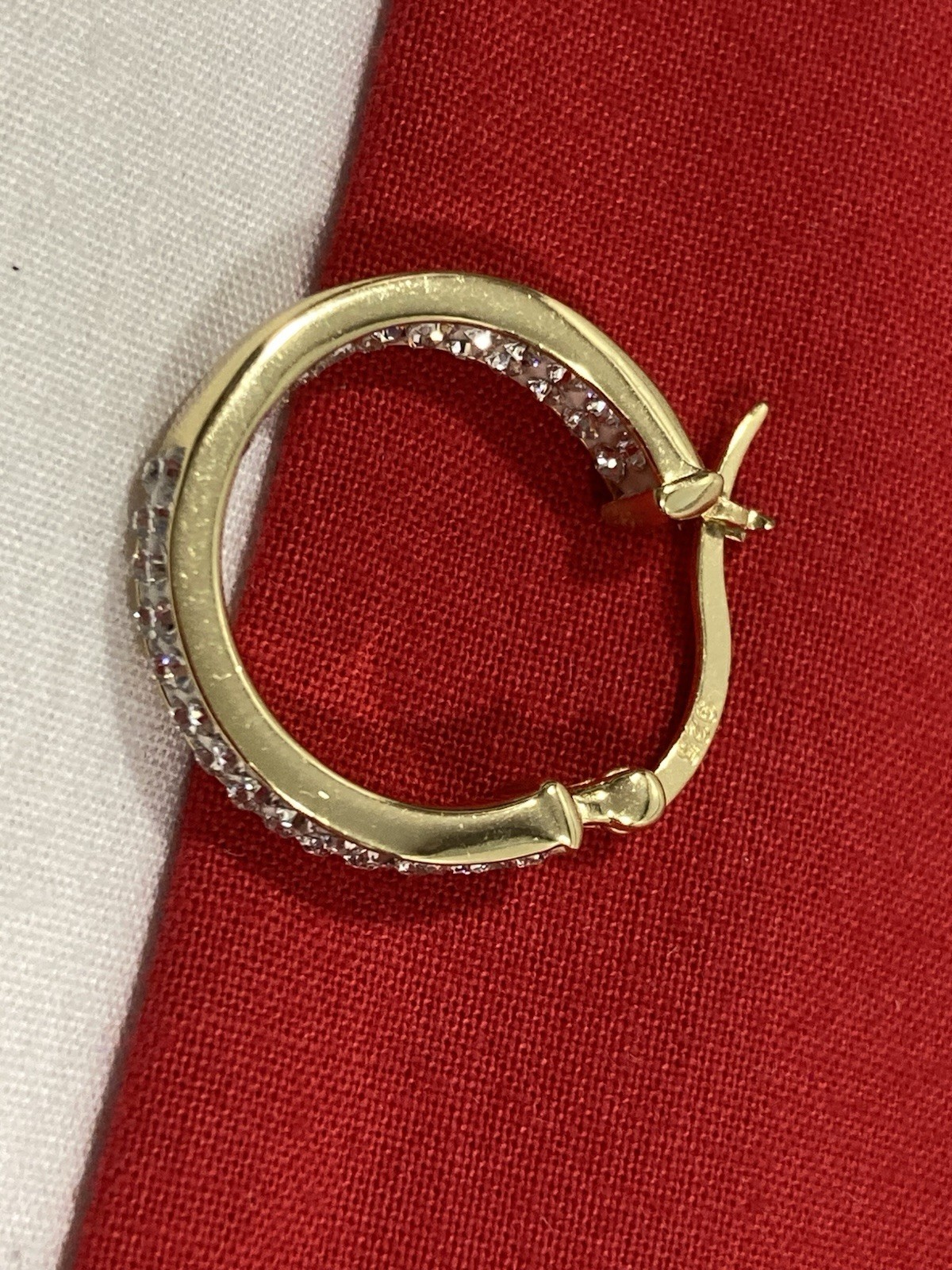KOHLS 925 S Signed Sterling Silver Gold Vermeil Crystal Hoop EARRINGS -IN BOX-
