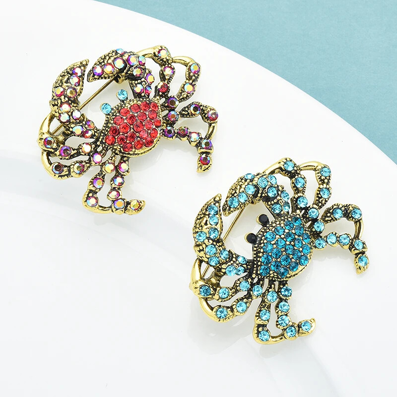 Lovely Crab Brooches For Women Sparking Sea Animal Coat Backpack Gifts Hot Sale