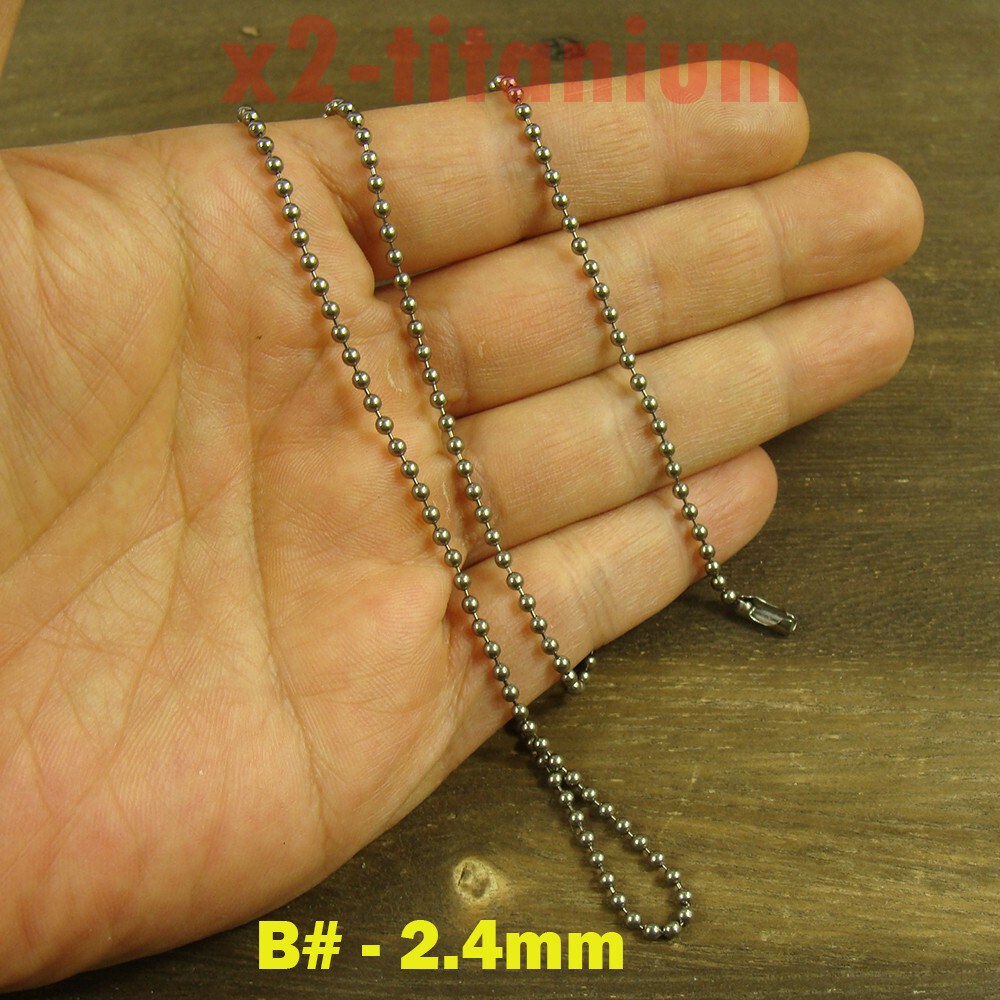 2mm 2.4mm 3mm 4mm Pure Titanium bead beaded ball chain necklace anti-allergy