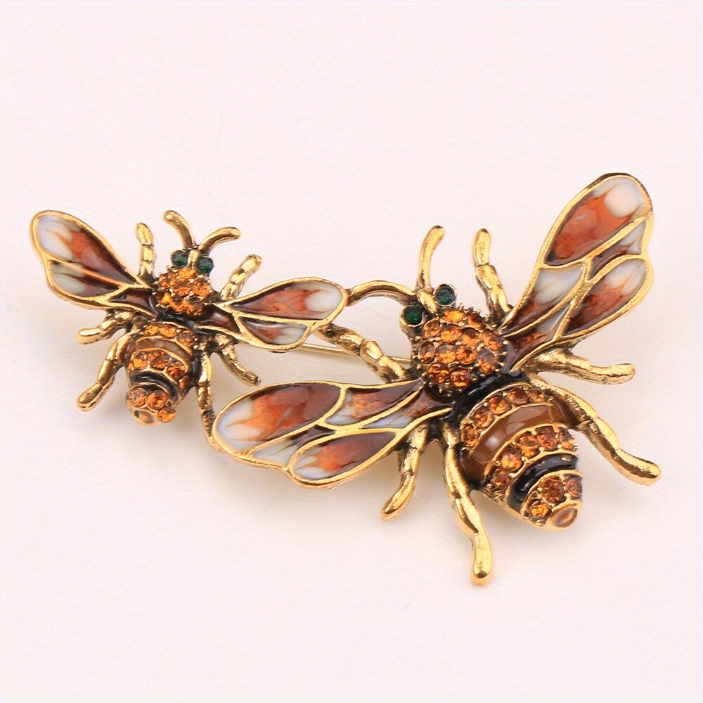 Fashionable Zinc Alloy Bee Brooch Pin for Women Enamel Honeybee Insect Badge