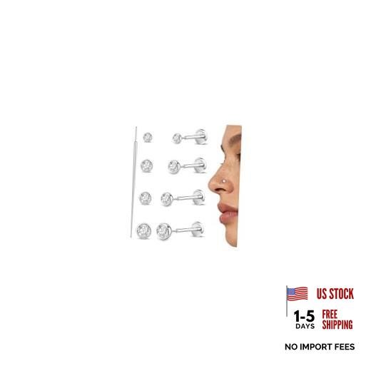 4 Pairs 16G/18G/20G G23 Pure Titanium-20G(0.8MM))-Bar-6/8MM&CZ-2/3/4MM
