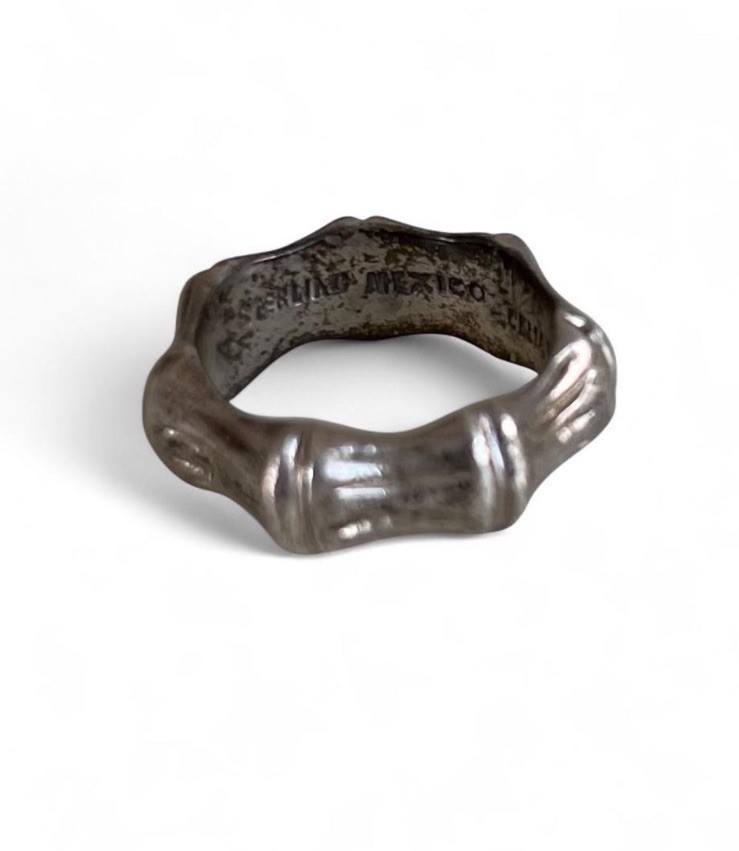 Vintage Celia Harms Sterling Silver Bamboo Ring Mexico Signed Size 4.25