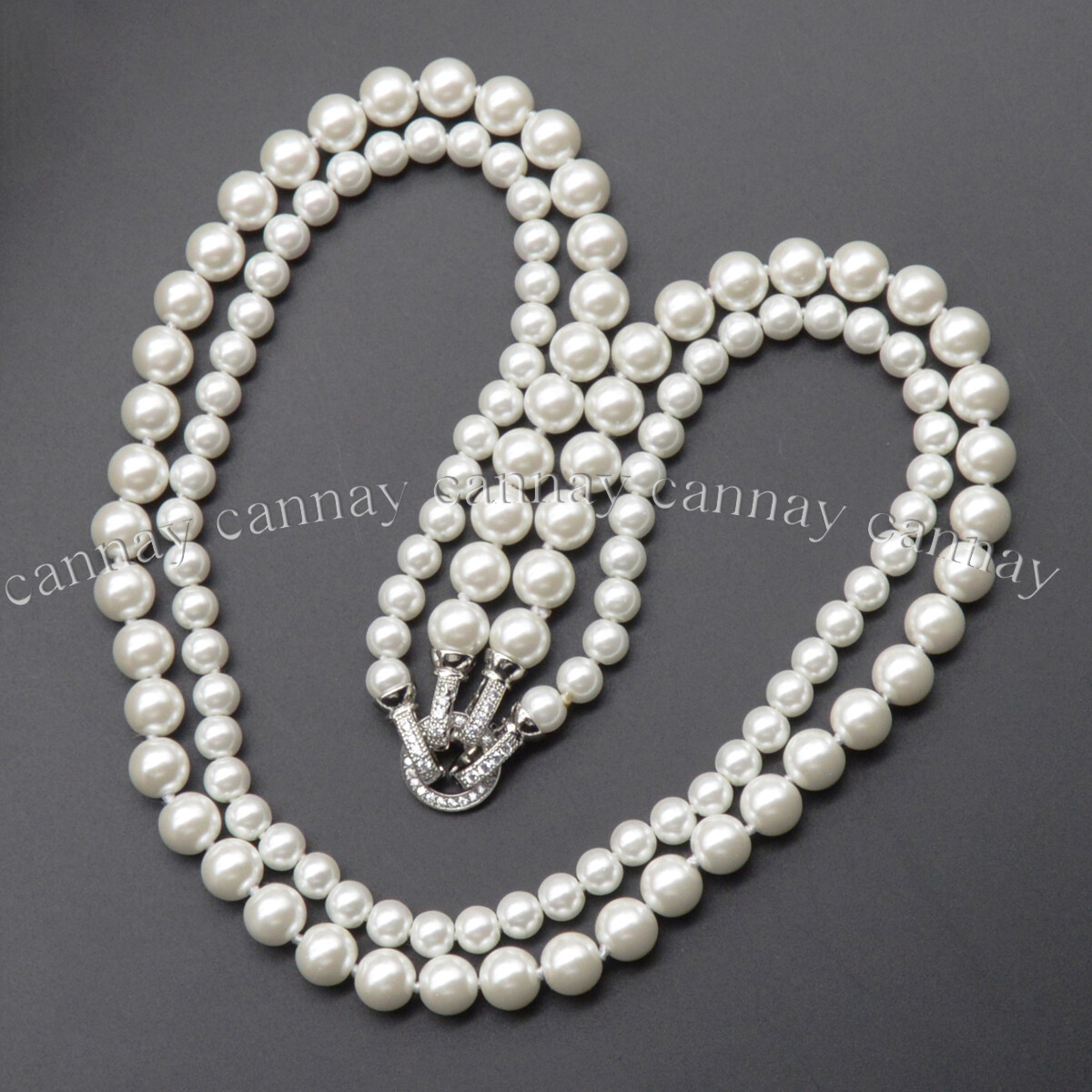 2Rows 6mm 8mm South Sea White Shell Pearl Faux Pearl Round Beads Necklace 18-20″