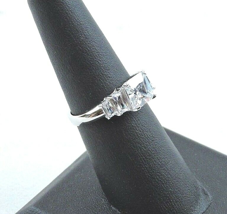 Sterling Silver 4.25 cttw Princess And Radiant Cut Cubic Zirconia 5 Stone Ring
