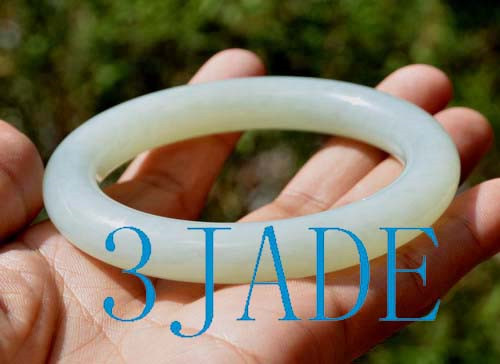 62mm Natural White Nephrite Jade Bangle Bracelet w/ certificate