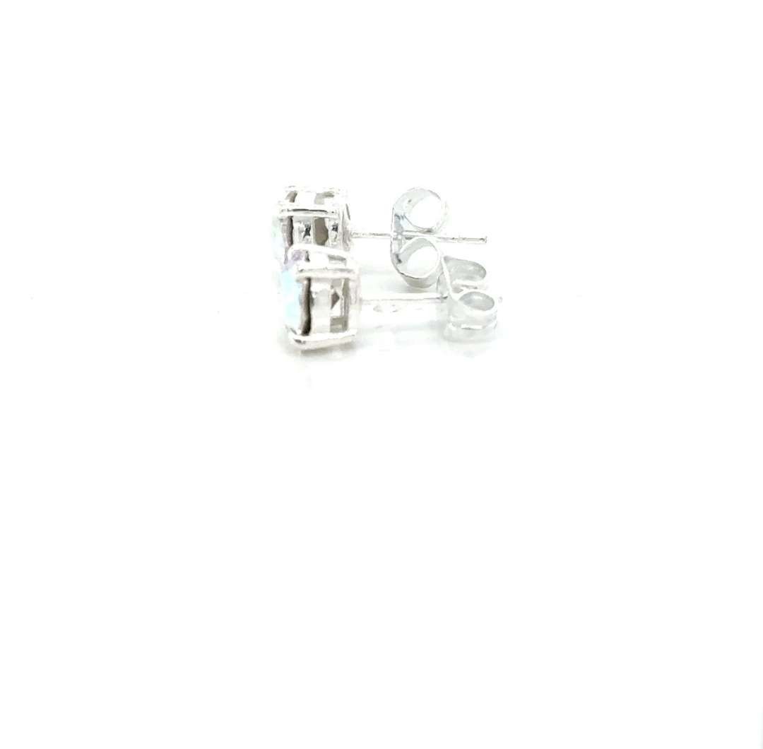 Rainbow Crystal Stud Earrings in Brass Silver-plated 4 Prong Basket
