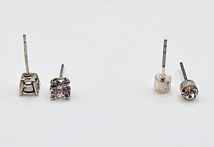 2 sets of cubic zirconia stud earrings. See Pictures & Description!! Pre loved