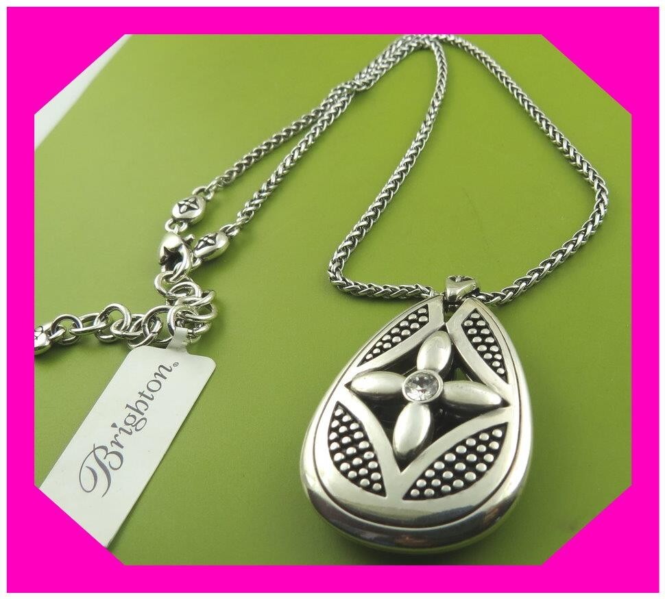 BRIGHTON CROSSPOINT Cross Gun Metal Crystal Silver NECKLACE NWtag $52 60%