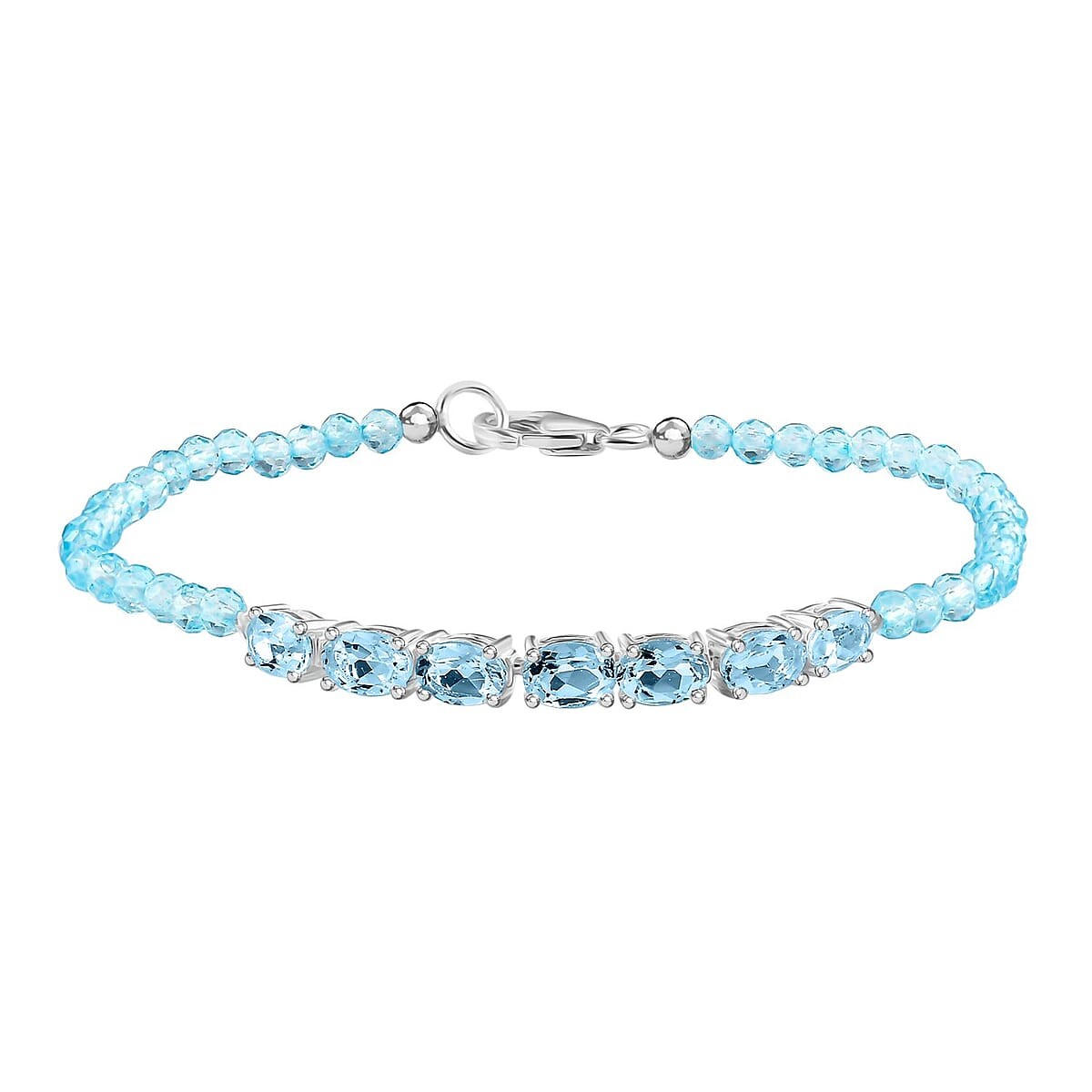 13.40ctw Sky Blue Topaz & Betroka Blue Apatite Bracelet Sterling Silver 7.25″