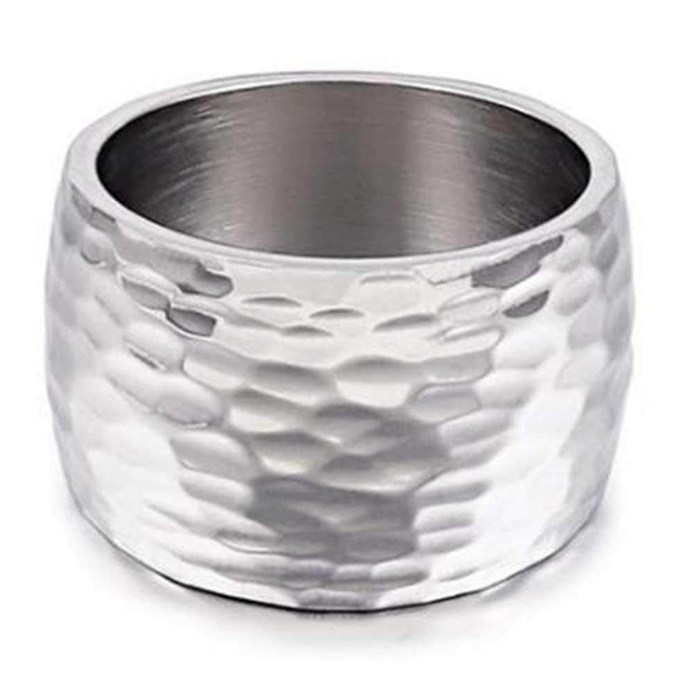Jewelers 15MM Stainless Steel Classical Simple Plain Hammered Surface Wedding…