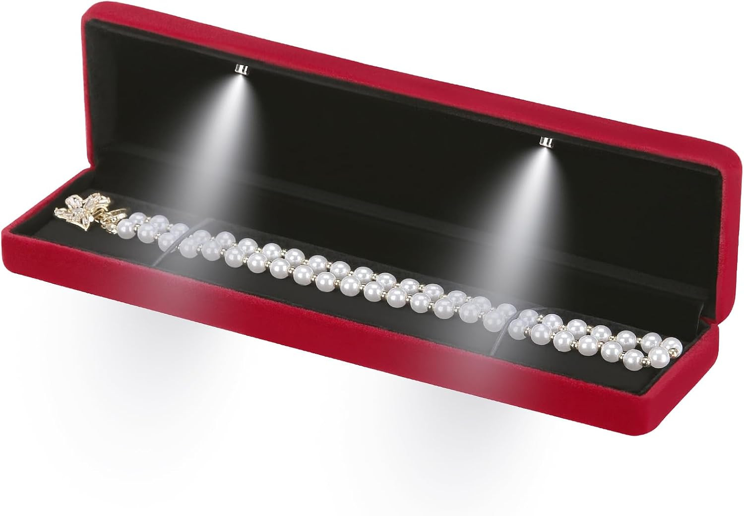 Classic Metal Glossy Jewelry Necklace Long Chain Gift Box with LED