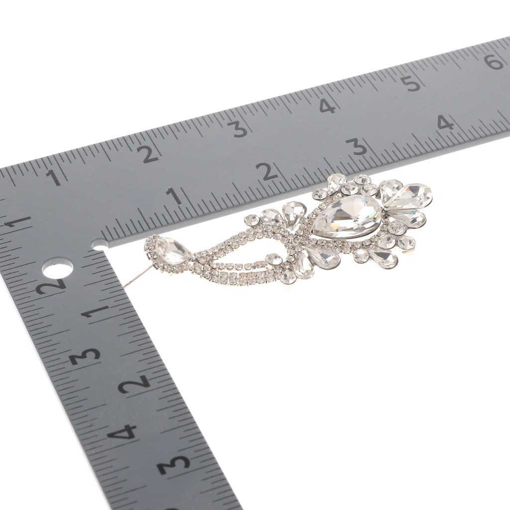 Silver Tone Alloy Metal Rhinestone Drop Post Earrings ESE2090-SCL