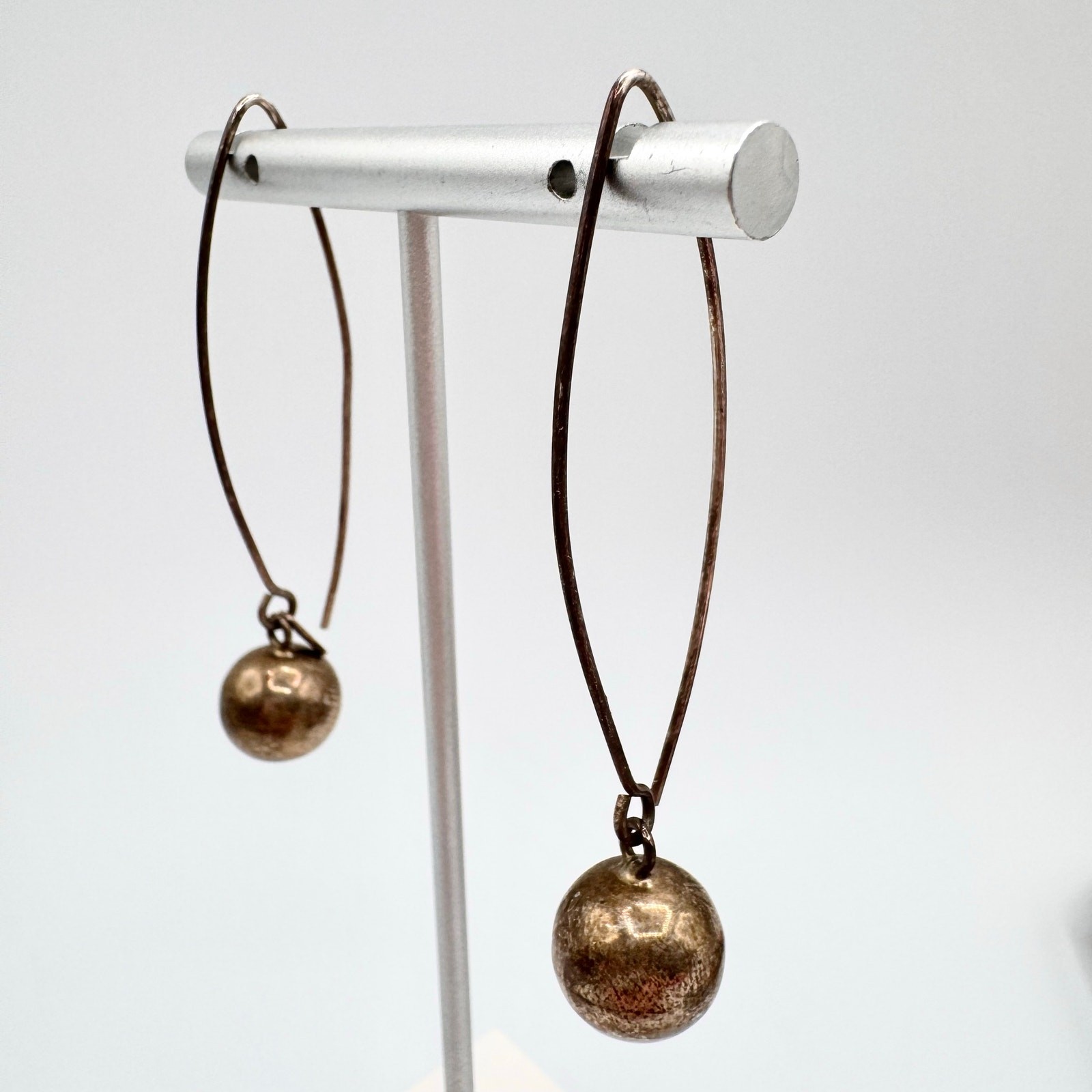 MEX 925 Sterling Silver Ball Threader Earrings Long Duster 2 1/2” Length 3.59 G