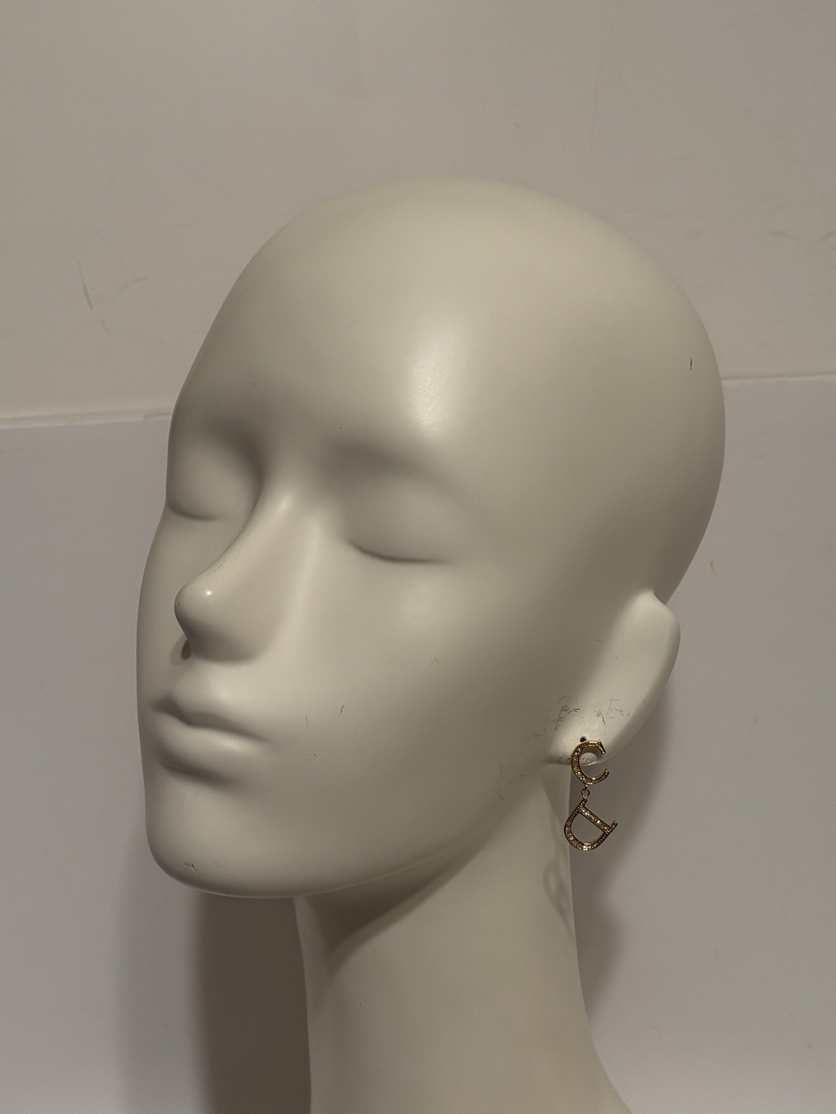 Vtg Christian Dior By John Galliano Gold Crystal CD Logo Drop Earrings