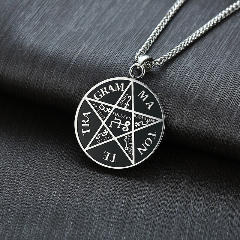 Pentagram of Solomon Pendant Tetragrammaton Name of God Men Necklace Star Amulet