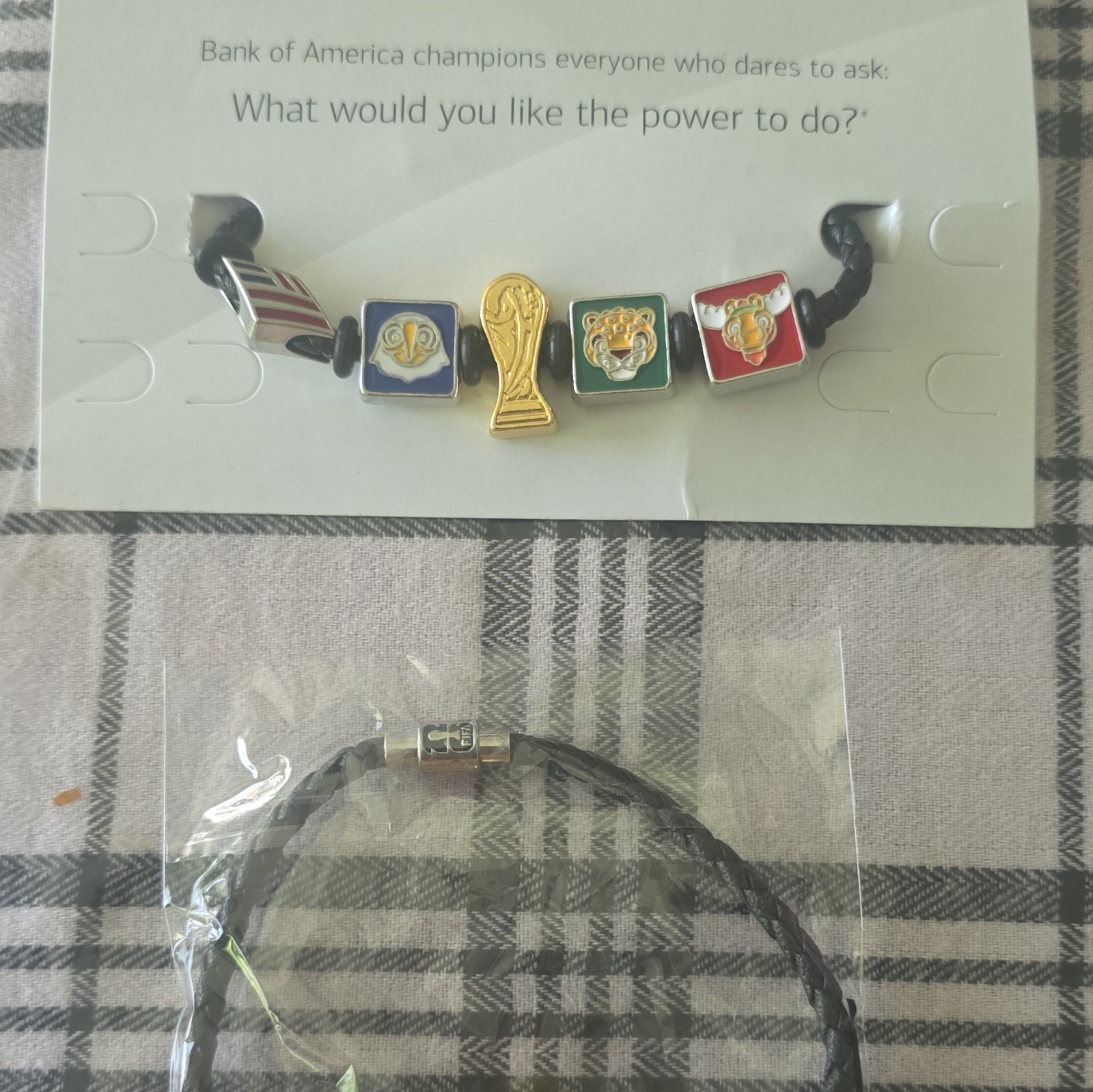 Bank of America FIFA World Cup 2026 Black/Multicolor Braided Charm Bracelet