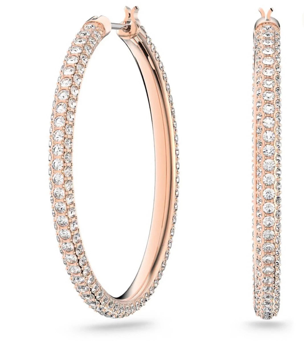 Swarovski Stone Hoop Earrings, Pink, Rose Gold-Tone Plated- 5383938 Brand New