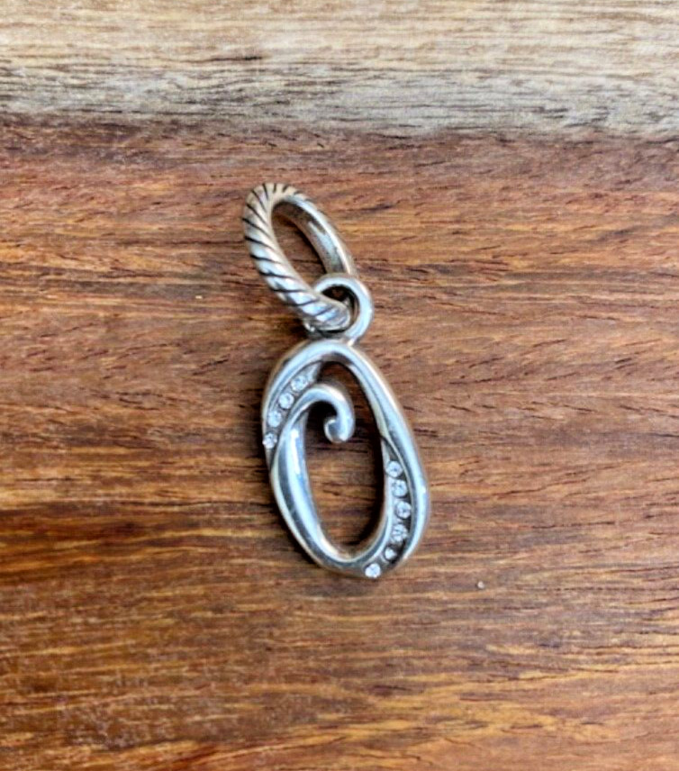 Brighton Initially Yours Dangle Letter “O” ABC Zero Silver Charm Jeweled RETIRED
