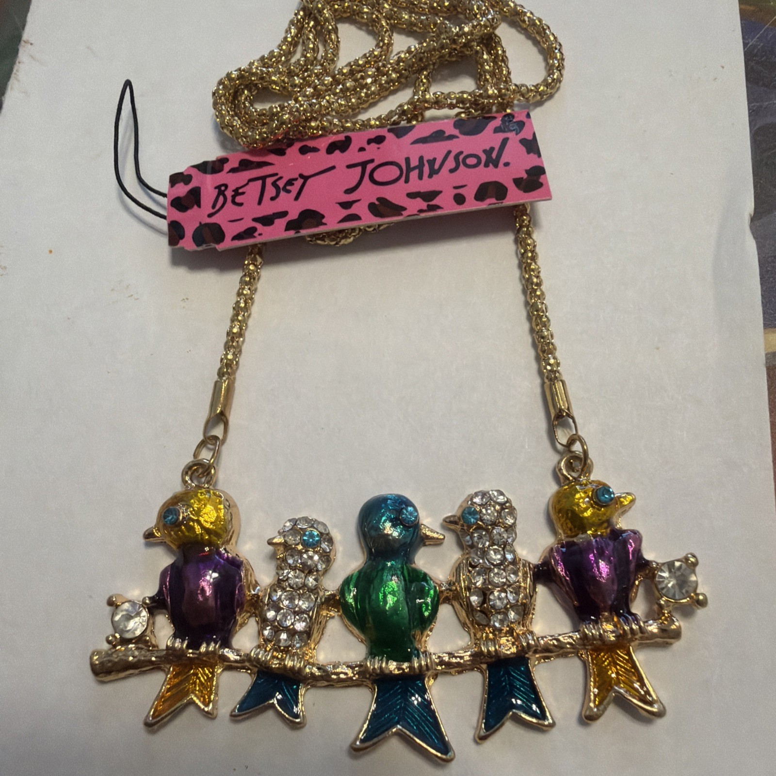 Betsy Johnson’s 5 Birds In A Branch Of Rhinestones – Birds In Colors And Stones