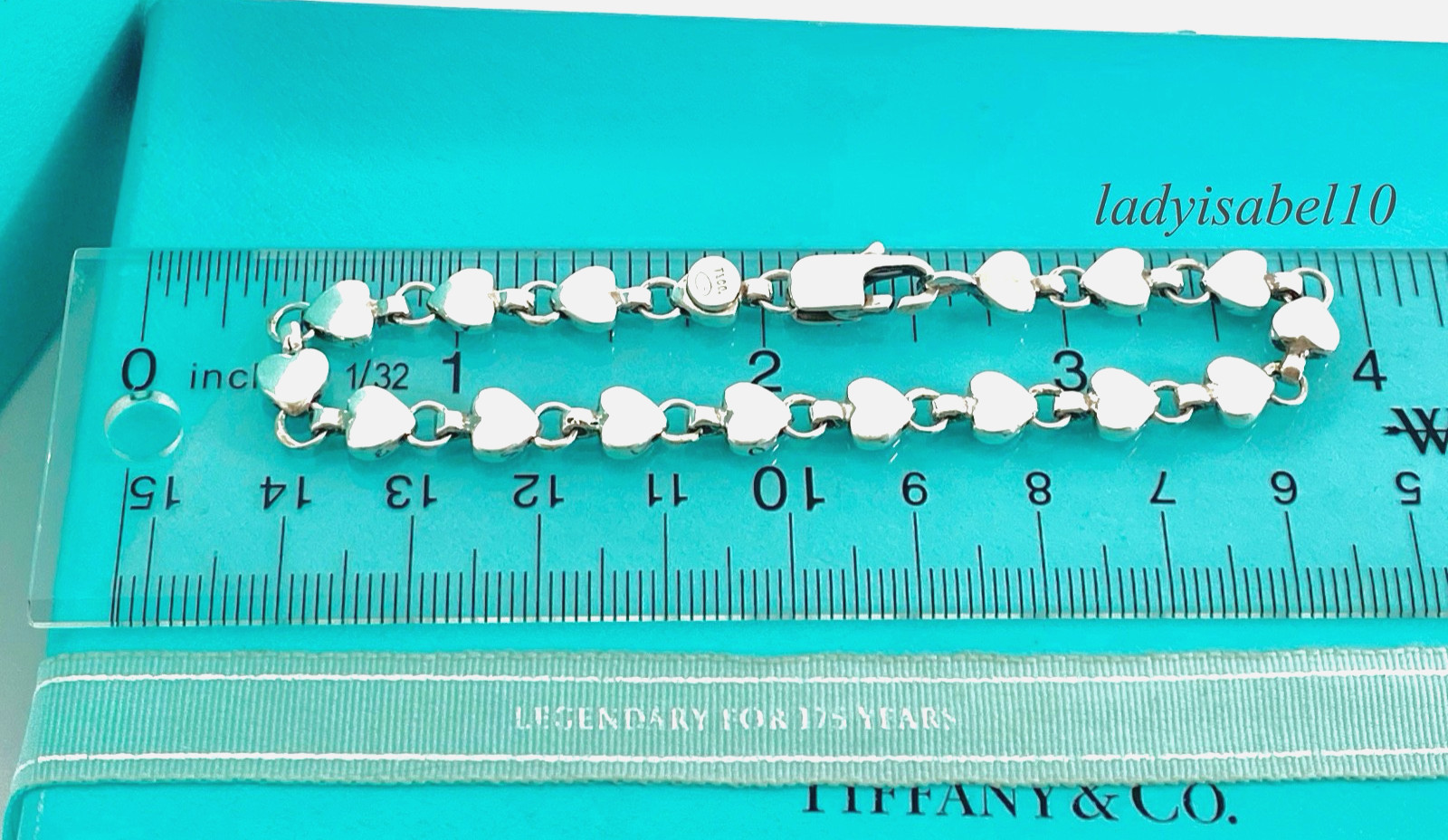7.4″ Tiffany & Co. Continuous Heart Bracelet Sterling Silver w/ Pouch – Vintage