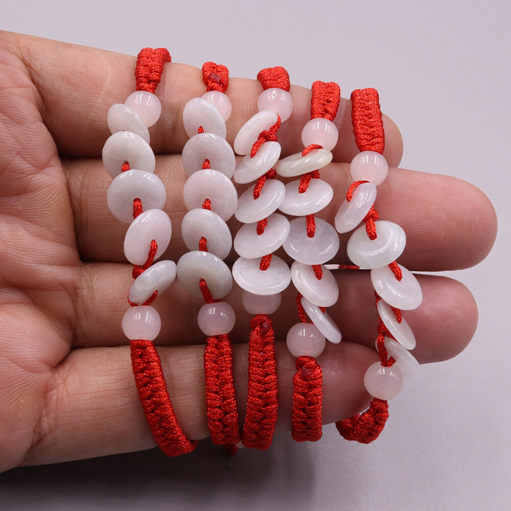 5pcs Real Grade A Natural Jade Men Women Lucky Circle Peace Beads Bracelet