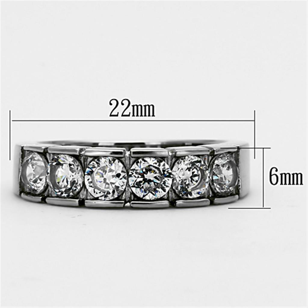 TK1082 – High polished (no plating) Stainless Steel Ring with AAA Grade CZ in