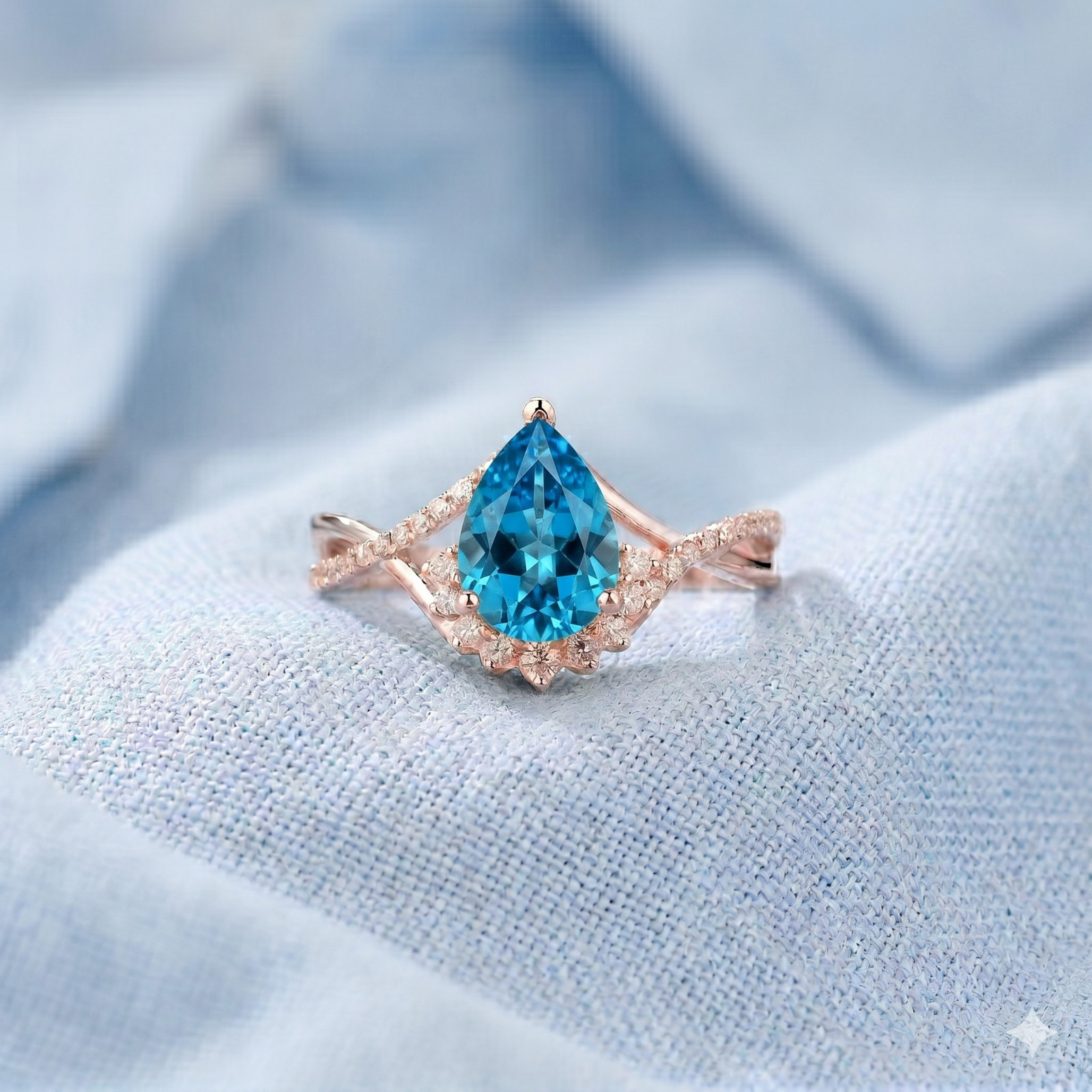 925 Sterling Silver Pear Cut Alexandrite With CZ Handmade Ring, June birthstone