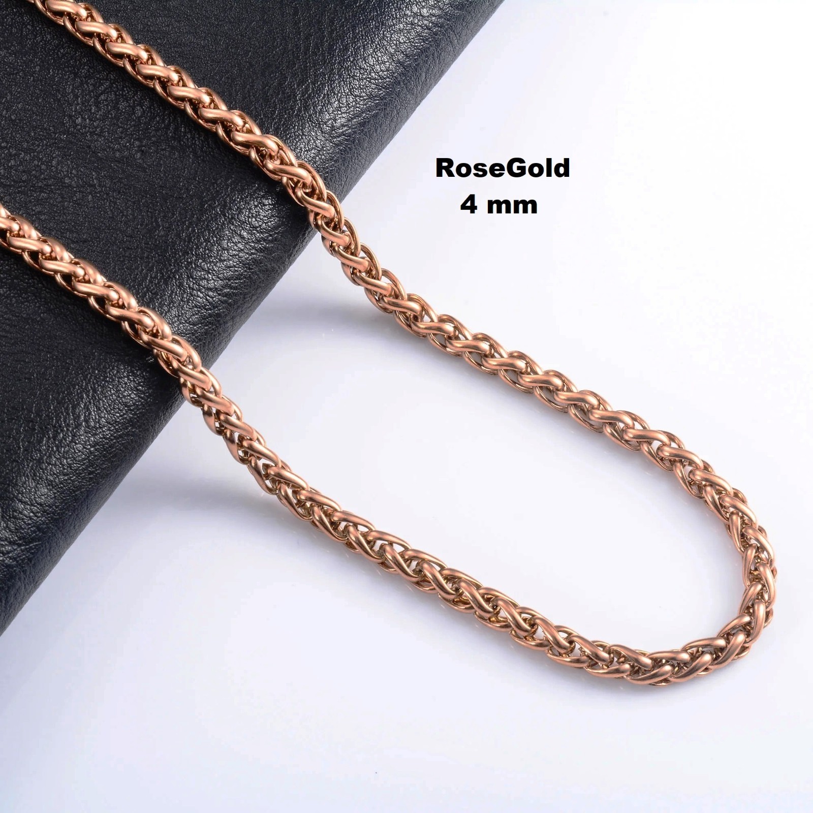 Foxtail Waterproof Necklace Silver/Gold Men Women, Braided Chain Stainless Steel