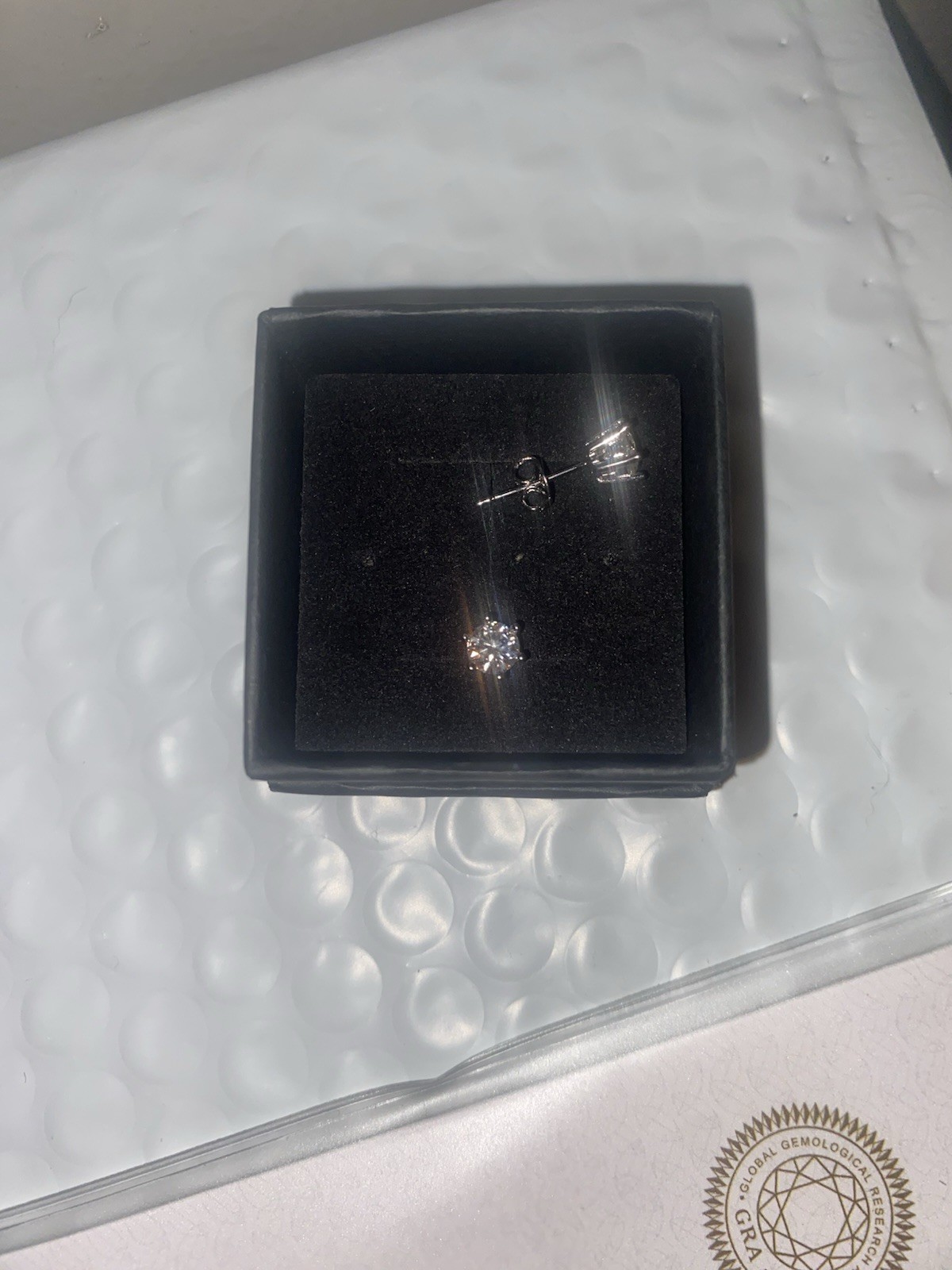 GRA Certified Moissanite 5mm Round Clear Stud Earrings VVS1 Silver Butterfly