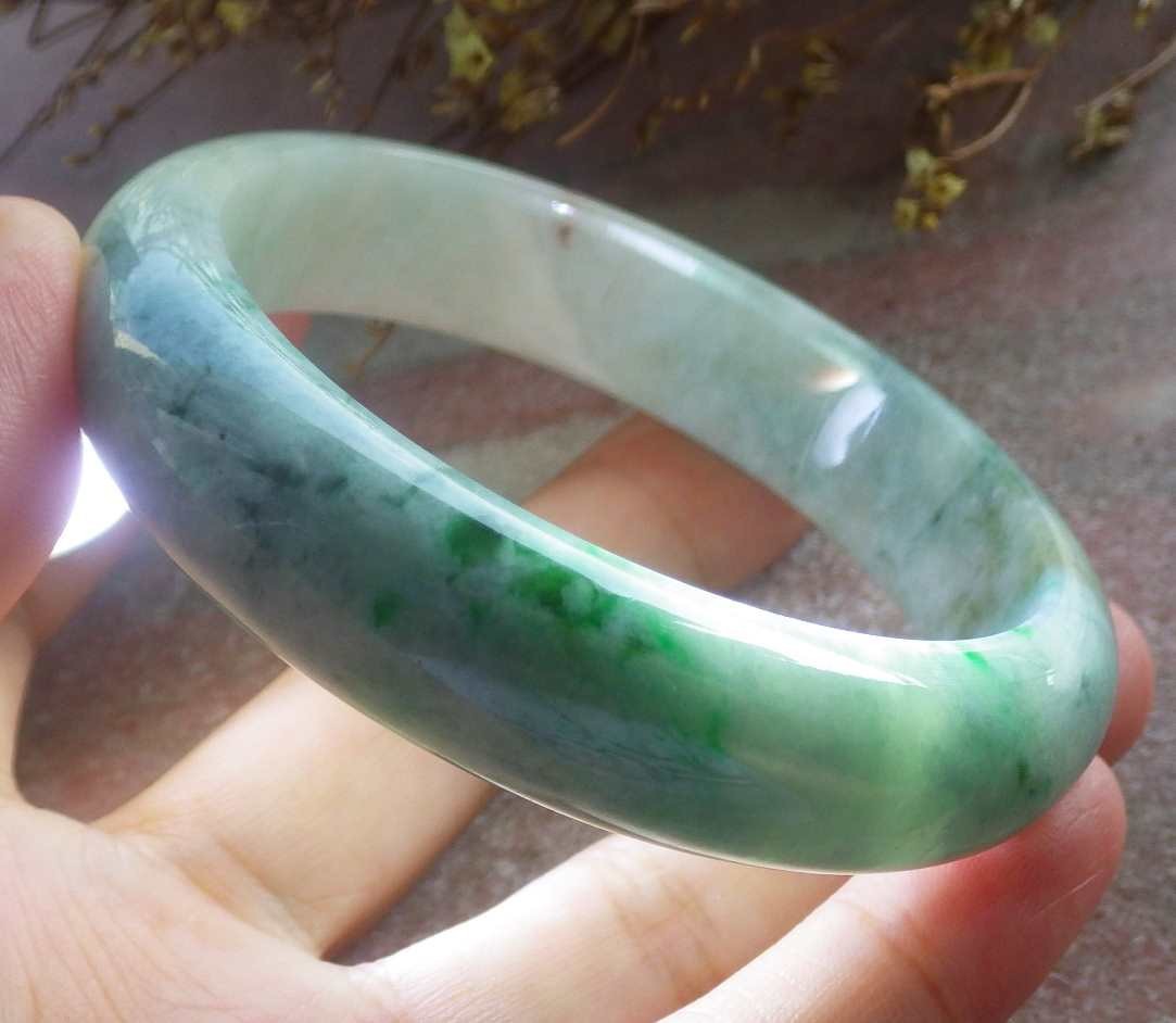 Video Certified Green 100% Natural A JADE Jadeite Bangle Bracelet 59mm 手镯 716300