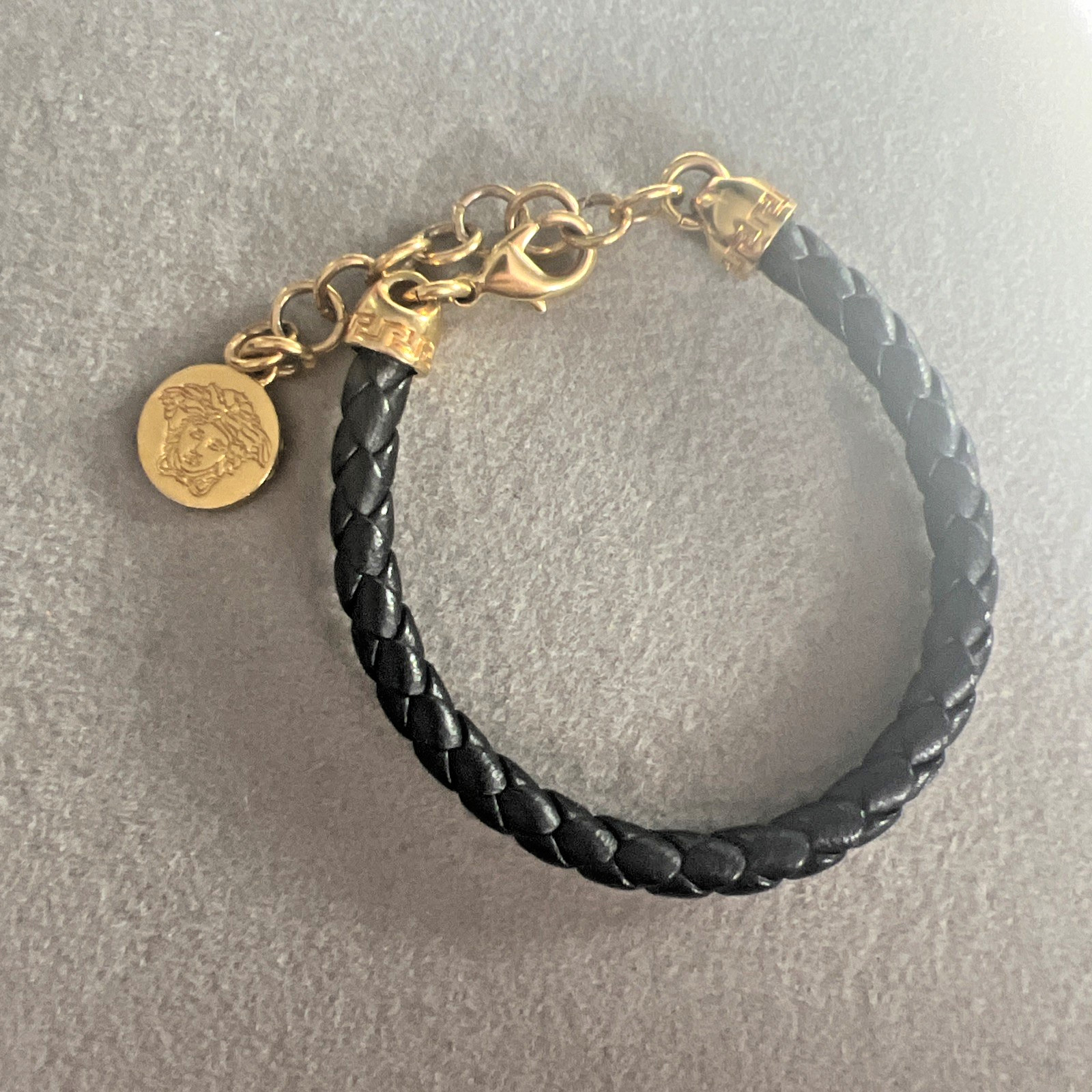Authentic VERSACE Braided Rope and Gold Tone Bracelet