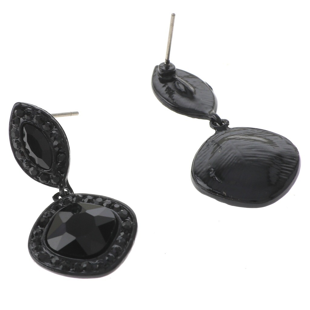 Black Tone Metal Crystal Post Earrings ER2418-JET