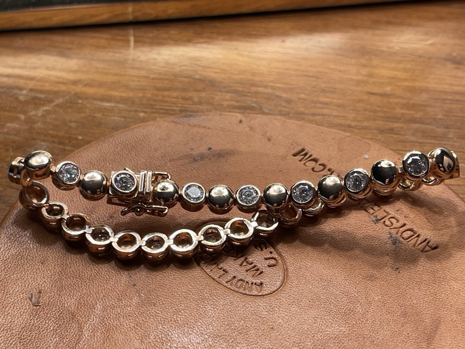 Rose Gold Plated Sterling Silver 925 tennis style Bracelet 7.5 in – 5mm round CZ